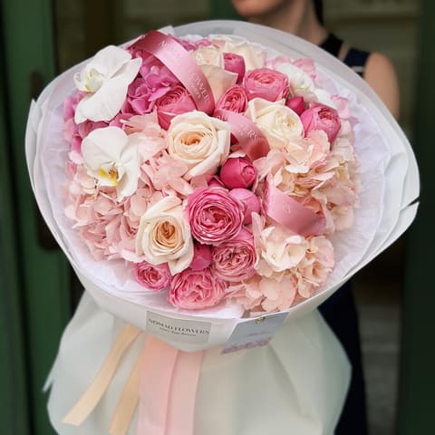 🍧 Pink Hydrangea + Peony Roses — Nomad Flowers